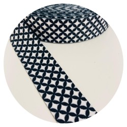 Sangle Nylon "fleurs" 30mm noir/blanc